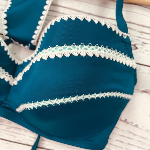 Shade & Shore blue green stitched edge bikini top - Picture 3 of 12